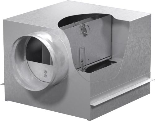 Steel plenum for housing a ceiling radiation damper